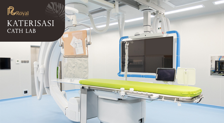 kateterisasi jantung <p>Rumah Sakit Royal Surabaya memiliki fasilitas Cath Lab bagi para pasien yang membutuhkan diagnosa terhadap pembuluh darah di berbagai organ tubuh seperti jantung, otak, dan ginjal. Alat Cath Lab mampu menghasilkan gambaran pembuluh darah yang secara detail sehingga dapat memberikan hasil diagnosa yang lebih akurat dan tepat. Dengan hasil gambar tersebut, dokter dapat mengambil langkah - langkah yang tepat terhadap diagnosa dari pasien. Cath Lab yang kami miliki mampu memberikan evaluasi dan melakukan tindakan, seperti :</p>
<ul>
<li>Katerisasi jantung</li>
<li>Pemasangan ring / stent jantung</li>
<li>Pemasangan alat pacu jantung sementara (TPM)</li>
<li>Pemasangan alat pacu jantung permanen (PPM)</li>
<li>Penyadapan jantung untuk melihat penyakit jantung bawaan</li>
<li>Mengeluarkan cairan di rongga jantung (Perikardiosintesis)</li>
<li>Melihat penyumbatan atau penyempitan di pembuluh darah arteri (Arteriografi)</li>
<li>Aortografi</li>
<li>dll.</li>
</ul>