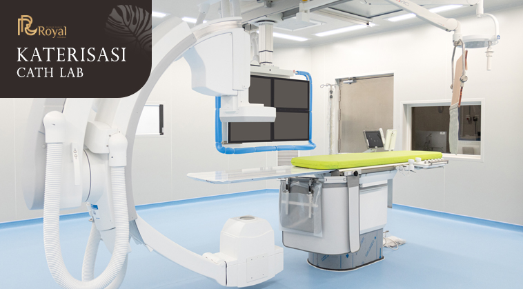 kateterisasi jantung <p>Rumah Sakit Royal Surabaya memiliki fasilitas Cath Lab bagi para pasien yang membutuhkan diagnosa terhadap pembuluh darah di berbagai organ tubuh seperti jantung, otak, dan ginjal. Alat Cath Lab mampu menghasilkan gambaran pembuluh darah yang secara detail sehingga dapat memberikan hasil diagnosa yang lebih akurat dan tepat. Dengan hasil gambar tersebut, dokter dapat mengambil langkah - langkah yang tepat terhadap diagnosa dari pasien. Cath Lab yang kami miliki mampu memberikan evaluasi dan melakukan tindakan, seperti :</p>
<ul>
<li>Katerisasi jantung</li>
<li>Pemasangan ring / stent jantung</li>
<li>Pemasangan alat pacu jantung sementara (TPM)</li>
<li>Pemasangan alat pacu jantung permanen (PPM)</li>
<li>Penyadapan jantung untuk melihat penyakit jantung bawaan</li>
<li>Mengeluarkan cairan di rongga jantung (Perikardiosintesis)</li>
<li>Melihat penyumbatan atau penyempitan di pembuluh darah arteri (Arteriografi)</li>
<li>Aortografi</li>
<li>dll.</li>
</ul>